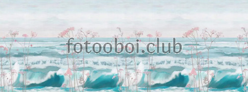живопись, море, океан, цветы, волны